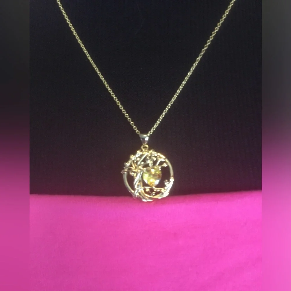 Fancime Tree of Life Heart Birthstone Necklace Fanci Me Sterling Citrine NEW - Picture 10 of 16